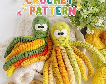 Crochet Octopus Rattle Pattern PDF, Amigurumi Baby Rattle, Octopus Baby Toy, Sea Animal Crochet Pattern, English Tutorial