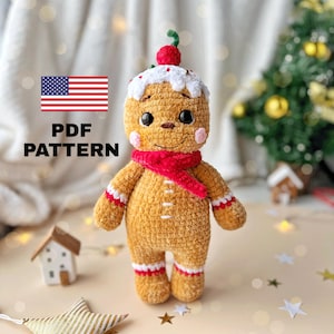 Crochet gingerbread man pattern, Christmas amigurumi pattern