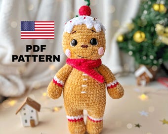 Crochet gingerbread man pattern, Christmas amigurumi pattern
