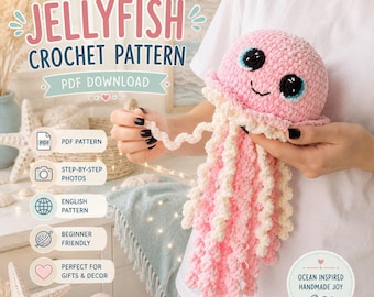 Crochet Jellyfish Pattern PDF, Plush amigurumi sea animal, Beginner friendly ocean toy
