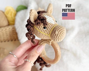 Pferd Rasselmuster Amigurumi Häkelmuster, Baby Spielzeug (PDF Muster)