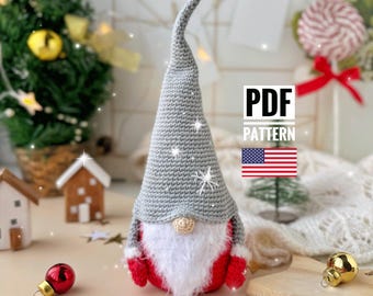 Crochet pattern Christmas gnome, Amigurumi Santa gnome pattern, Crochet holiday gnome, Christmas in july crochet pattern