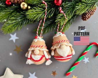 Christmas ornament crochet pattern, Christmas tree gnome, Amigurumi christmas tree toy crochet pattern