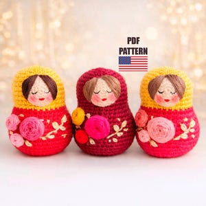 Modèle de porte-clés de poupée au crochet, modèle amigurumi de poupée russe, matriochka, modèle de mini jouet