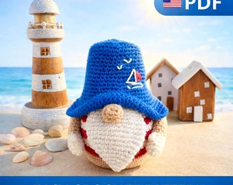 Crochet Sailor Gnome Pattern, Easy Amigurumi, Nautical Father's Day Gift (PDF Pattern)