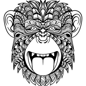 Mandala Malbuch Tiermotive - Affe