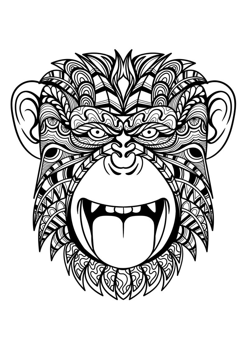 Mandala Malbuch Tiermotive - Affe