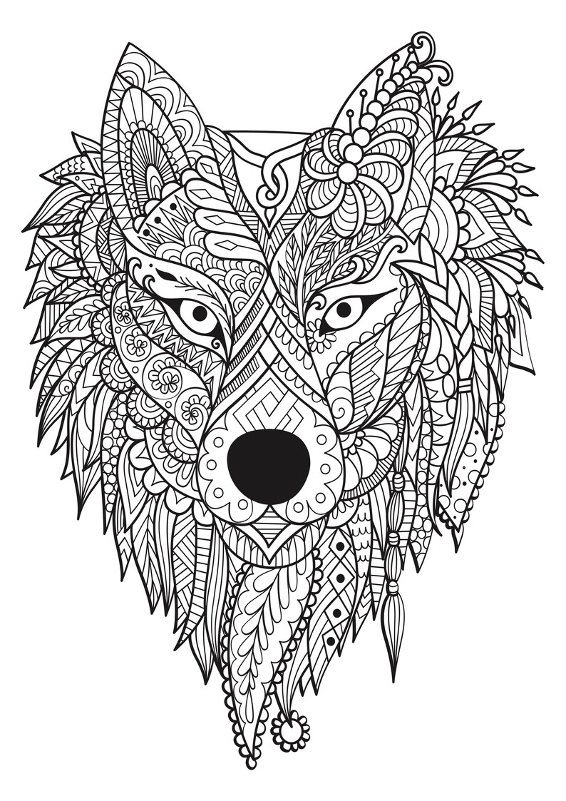 Mandala Malbuch Tiermotive - Wolf
