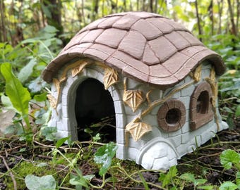 Fairy Turtle House – Handmade Reptile Hide, Stone Cottage Decor