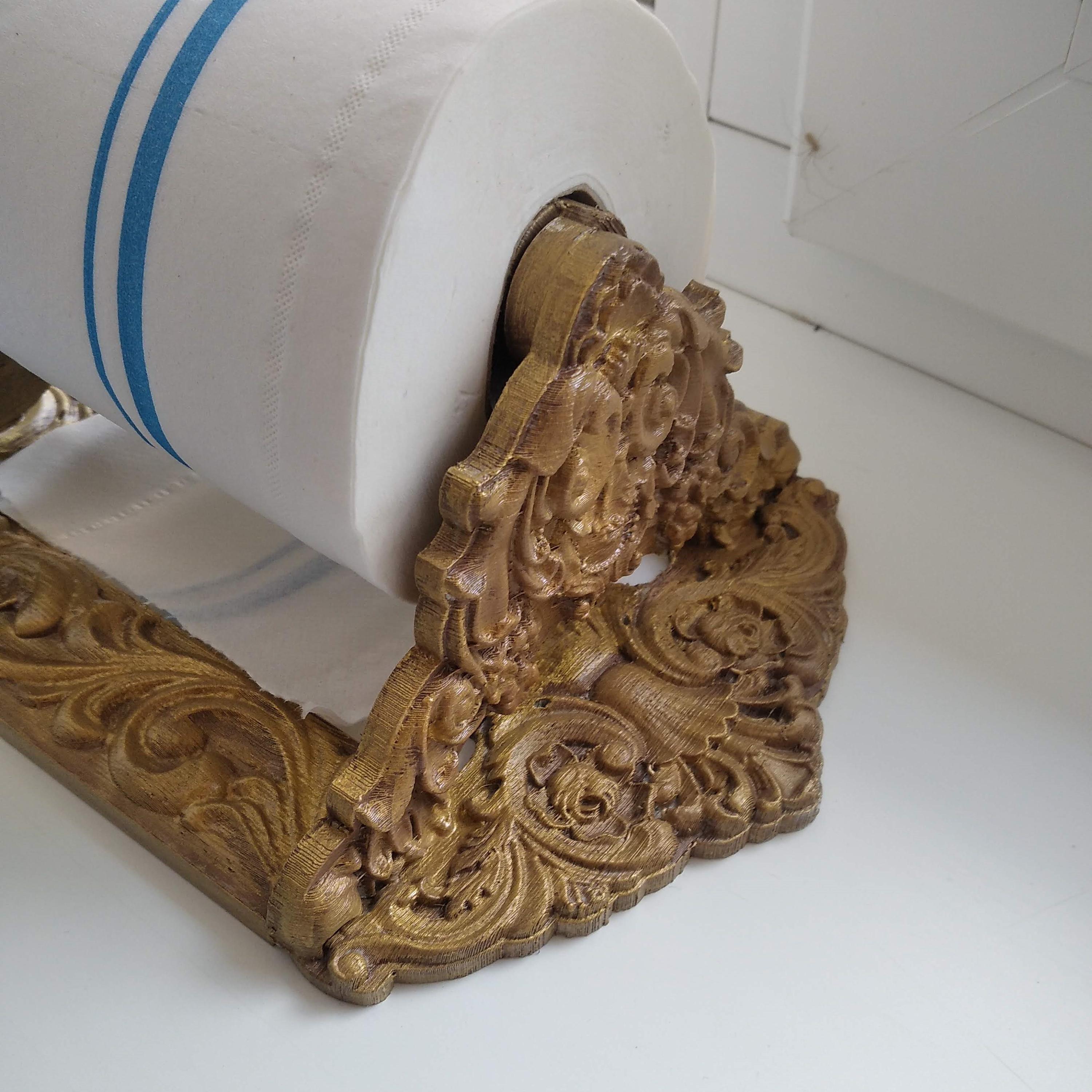 Ornate Toilet Paper Holder – Vintage Baroque Bathroom Decor, Stick on