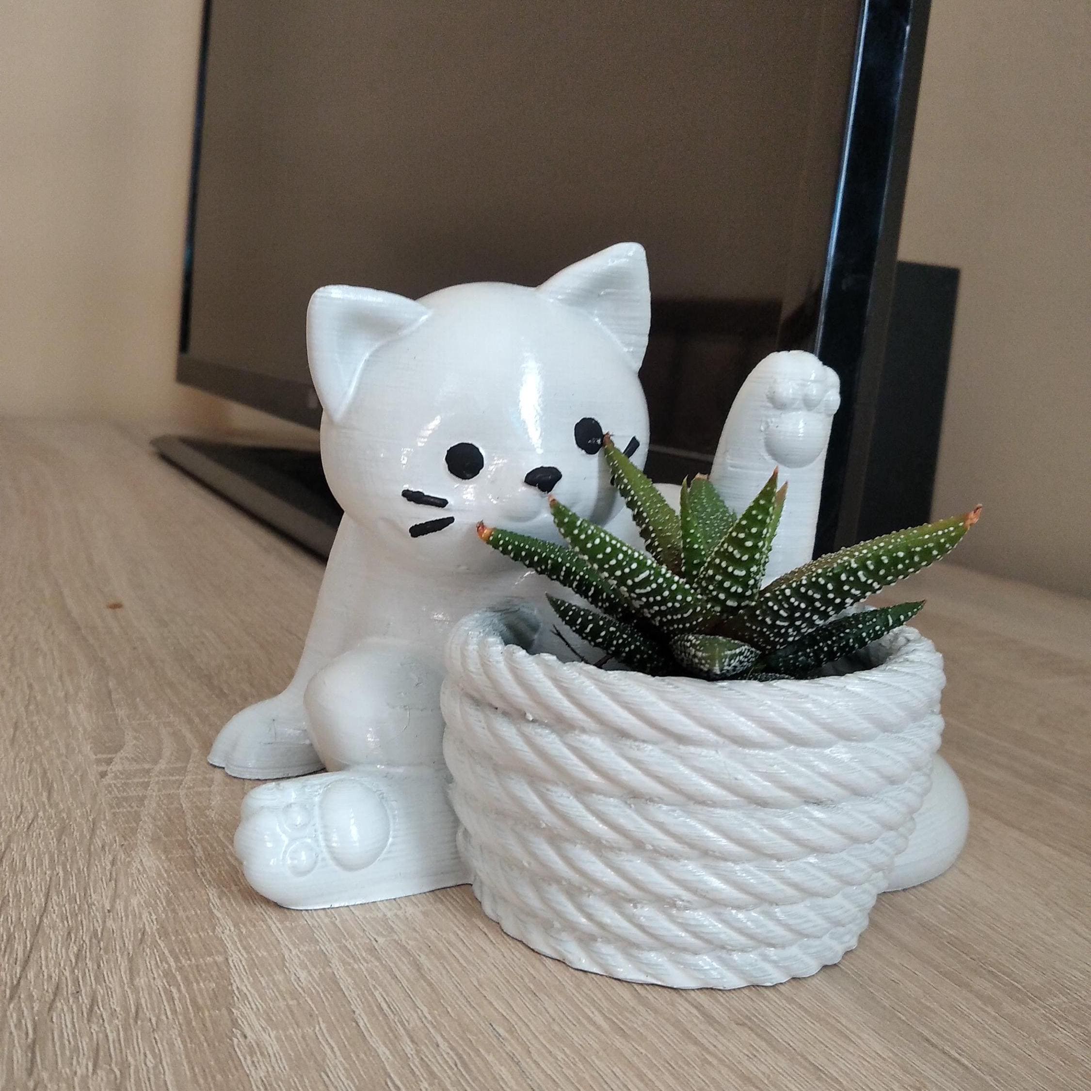 Cat Succulent Planter – Cute Animal Plant Pot – Recycled Plastic – Eco-Friendly Gift for Cat Lovers