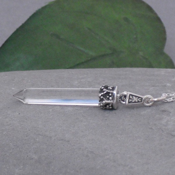 Necklace, Quartz Crystal Point, Sterling Silver Necklace, Natural Crystal Point, Single Termination, Pencil Necklace, Boho Layering Necklace