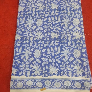 Floral Cotton Hand Block Print Fabric, Wood Block Print Fabric, Cotton Block Print Fabric, 100% Cotton Fabric, Handmade Block Print Fabric