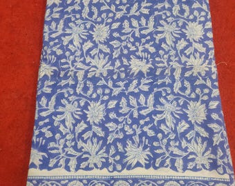 Tela de algodón con estampado floral a mano, tela con estampado de bloques de madera, tela de algodón con estampado de bloques, tela 100 % algodón, tela con estampado de bloques hecha a mano