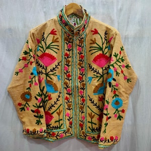 Suzani Embroidery Handmade Jacket, Suzani Jacket, Winter Wear Jacket Coat, Womens Coat, TNT Fabric Suzani Jacket, Gift For Her