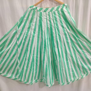 Green Striped Long Skirt, Handmade Skirt, Bohemian Skirts, 100% Cotton Skirt, Boho Block Print Skirt, Cotton Skirt For Women, Gifts For Her