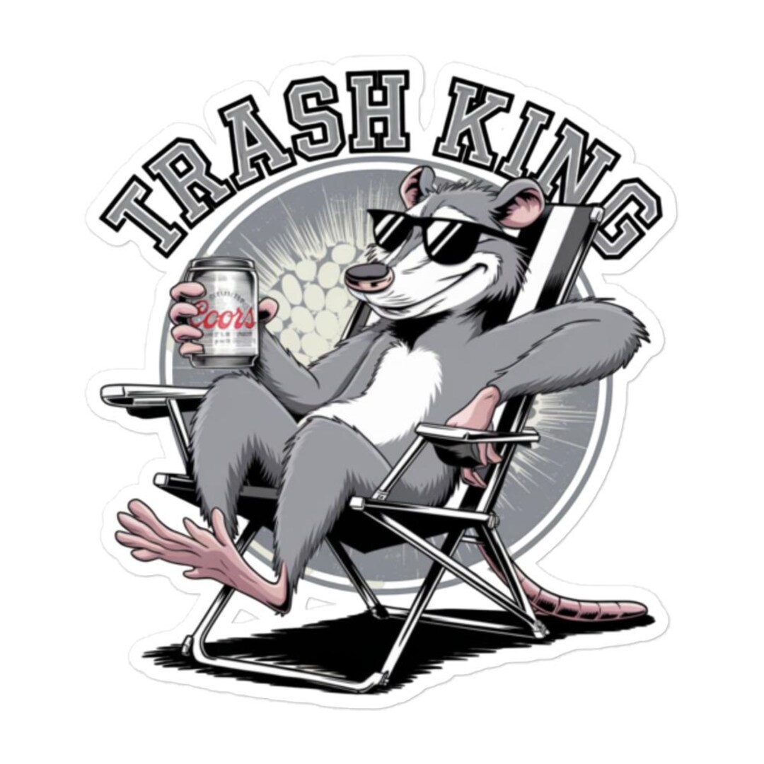 Hilarious Opossum Trash King Vinyl Sticker - Funny Car Decal - Etsy