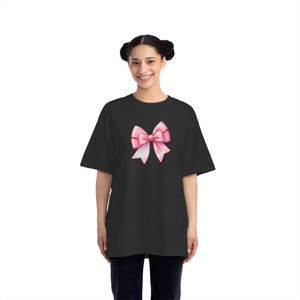 Pink Bow Graphic T-Shirt: Women&#39;s Cotton Jersey Tee