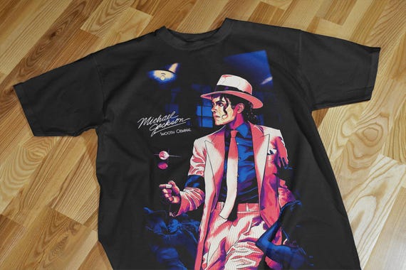 Michael Jackson Smooth Criminal Semi-tone PNG Design | Dark Shirt