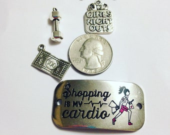 Shopaholic Charms Shopping Is My Cardio Connector Charms Sets