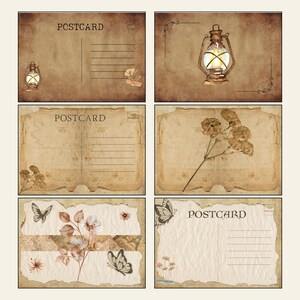 5 Set DIGITAL Vintage Postcards Printable, Printable postcard, Vintage Design, Vintage Download Postcard, Vintage Paper, Vintage collection