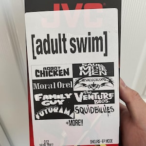 Red de dibujos animados para adultos Swim, 6 horas, VHS 2007 con comerciales, se vende como VHS virgen (012), Robot Chicken, Saul, Hombres Topo, Moral Orel, Calamares