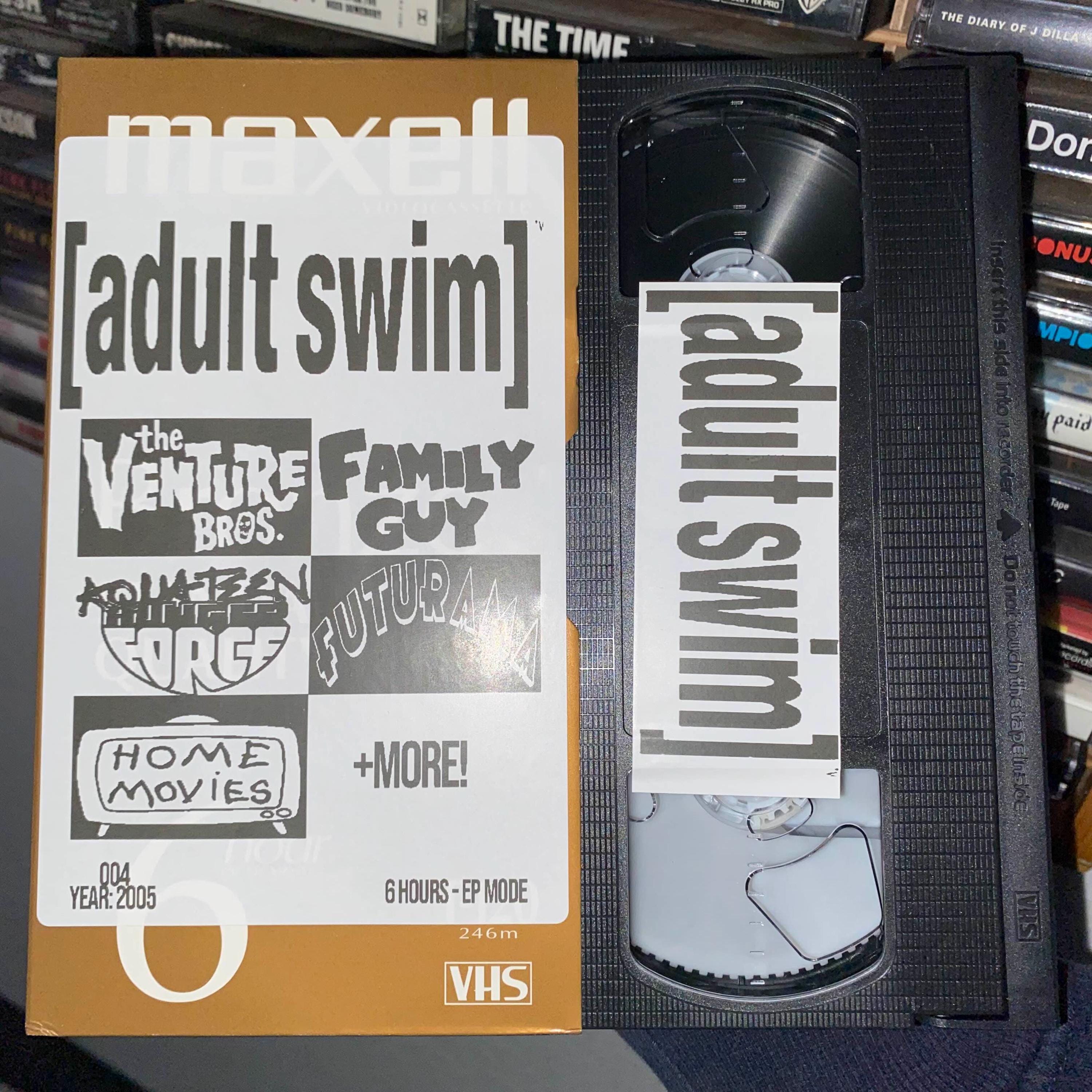 adult swim cartoon network 6 HOURS VHS 2005 with commercials sold as vhs blank (004) venture bros aqua teen tim and eric home movies