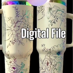 Pioenrozen svg lasergraveerbestand * SVG * volledige wrap * bloemenwrap