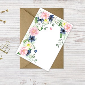 Pink and Blue Floral Digital Greeting Card
