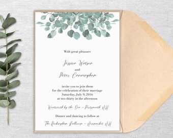 Printable Eucalyptus Wedding Invitation - Printable