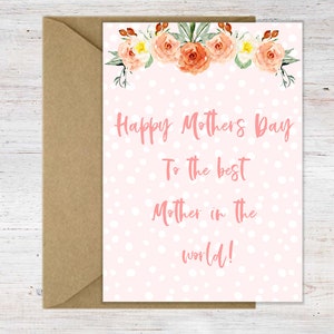 Printable Mothers Day Card | Best Mother in the world