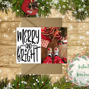Printable Merry and Bright Christmas Photo Card