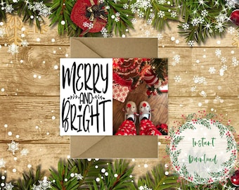 Printable Merry and Bright Christmas Photo Card