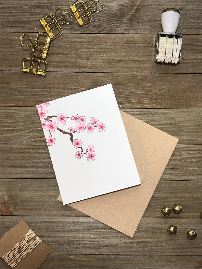 Japanese Cherry Blossom Stationery Set Floral Card Set Etsy