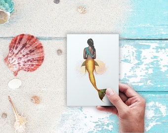 Downloadable Mermaid Card, Printable Blank Card, Instant Download