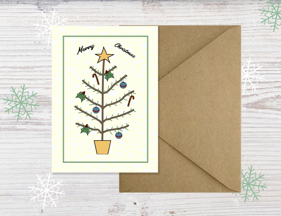 Printable Christmas Tree Card Downloadable Christmas Card Print at Home