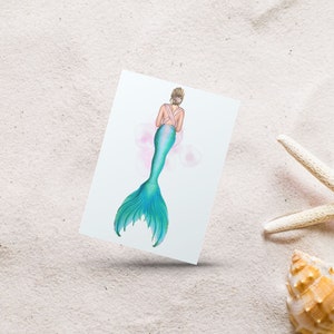Print at Home Mermaid Card, Downloadable Card, Printable Stationery