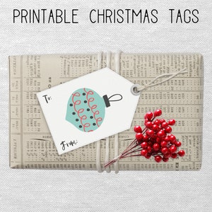 Printable Christmas Bulb Holiday Gift Tags