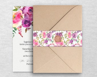 Summer Floral Invitation Belly Band