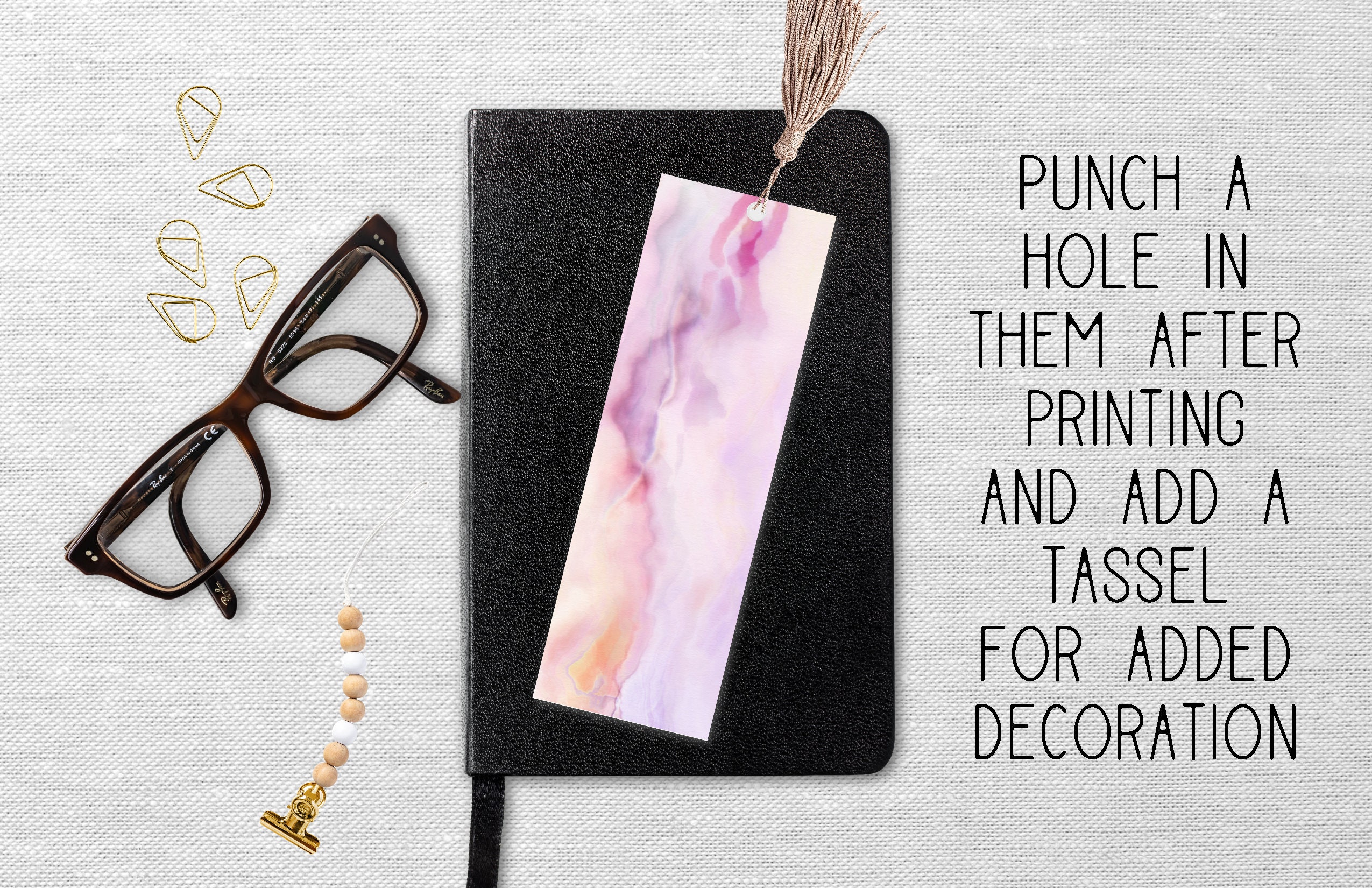 Digital Pink Marble Bookmark Set of 4 - Etsy