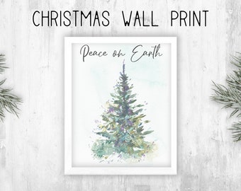 Druckbare Aquarell Weihnachtsbaum Wandkunst - Sofort Download