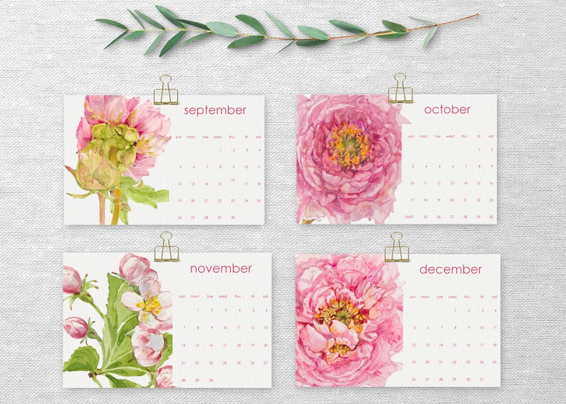 12 Month Peony Calendar Etsy