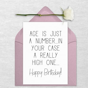 Age is just a number Birthday Card - Printable