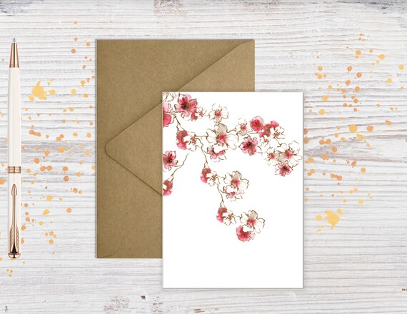 Japanese Cherry Blossom Greeting Card Digital Download | Etsy