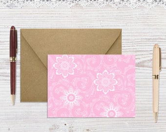 Blank Downloadable Pink and Yellow Folded Card - Mothers Day Card