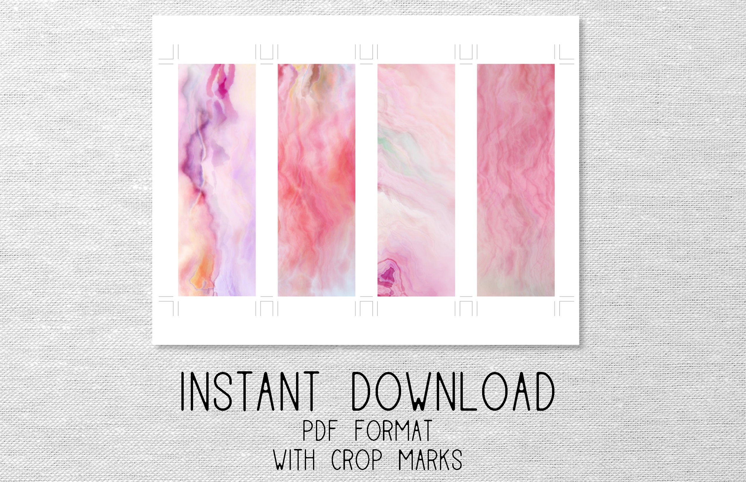 Digital Pink Marble Bookmark Set of 4 - Etsy