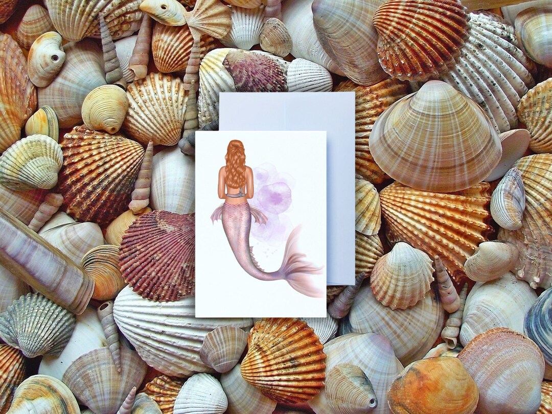 Printable Mermaid Card, Digital Card, Print at Home Stationery - Etsy