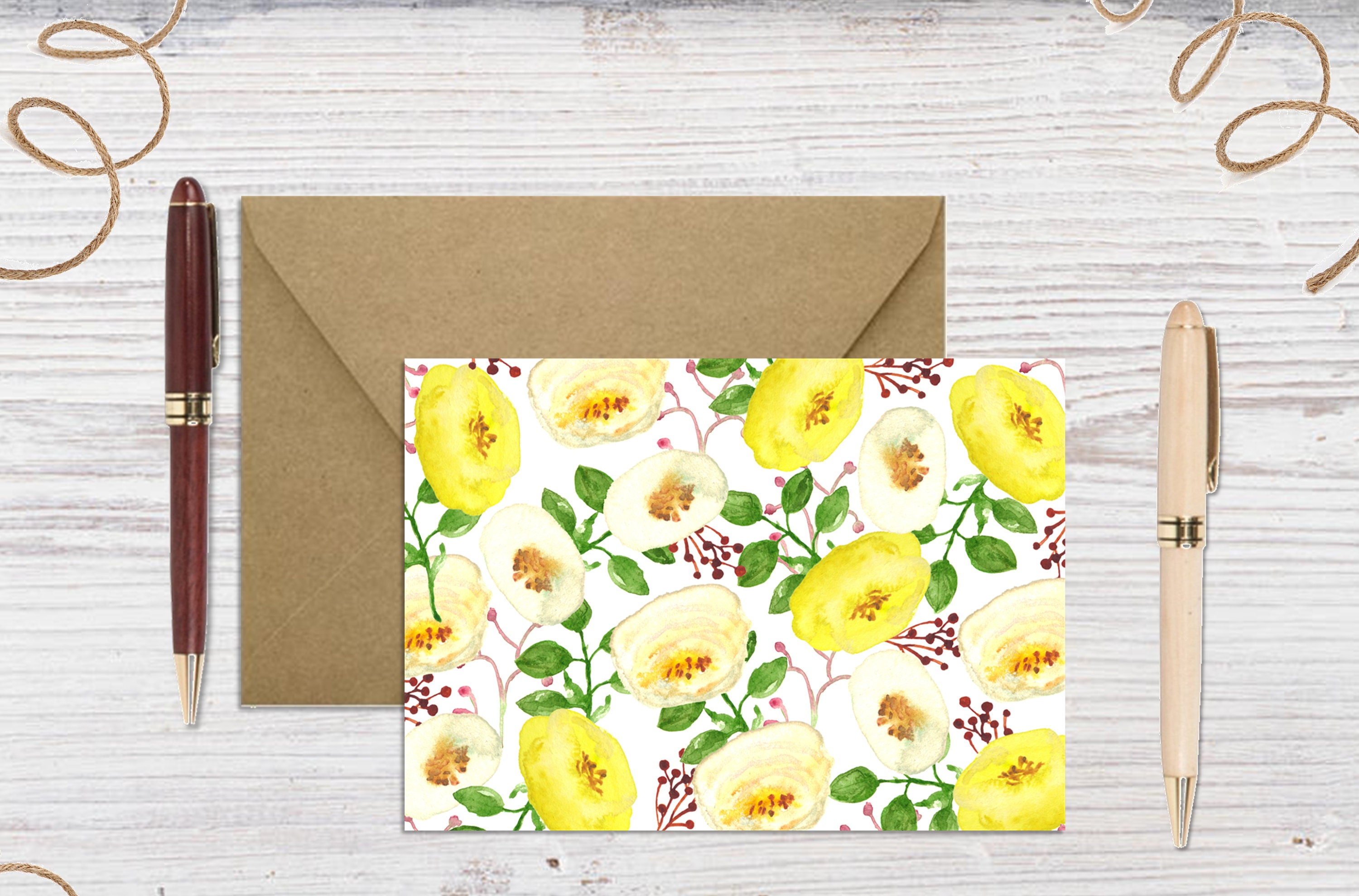 Printable Note Cards With Yellow Rose Downloadable Note Cards Print