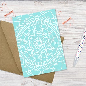 Teal Mandala Card Set - Blank Inside