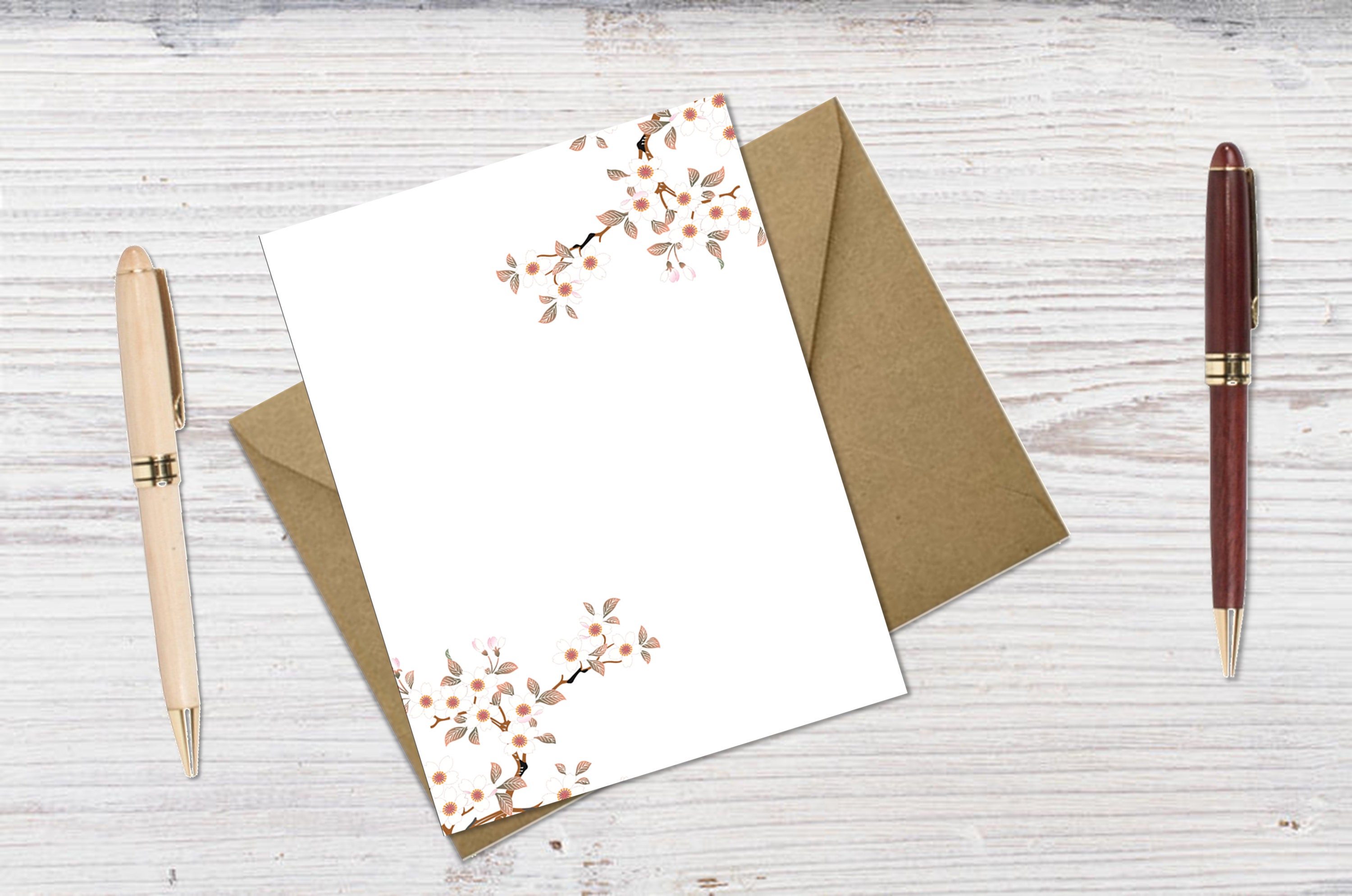 Japanese Stationery Cherry Blossom Note Cards Floral Cards Etsy